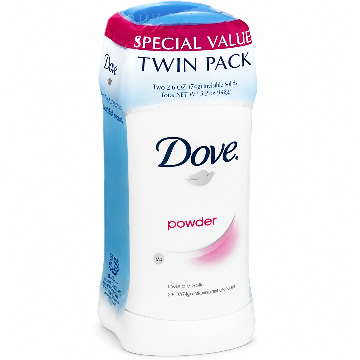 Dove Anti-Perspirant Deodorant Invisible Solid Powder Twin Pack 5.2 oz 2 ct Dove